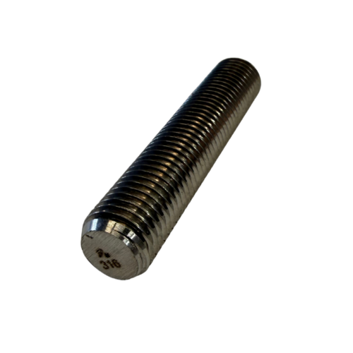 Metric 316 stainless steel stud with precision threads